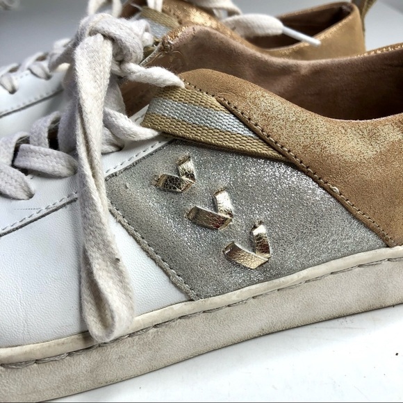 Jack Rogers leather sneakers mixed metal metallic white gold silver size 9M - Picture 11 of 11
